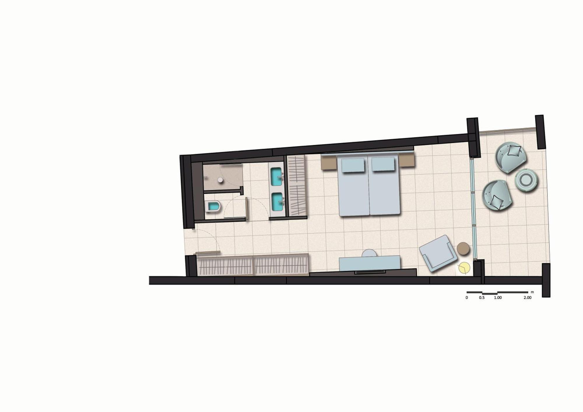 Miraggio Thermal Spa Resort Paliouri Oda fotoğraf Floorplan of a typical studio apartment